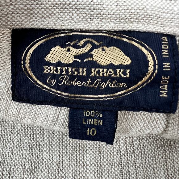 Vtg British Khaki by Robert Lighton 100% Linen Skirt Maxi Sz 10 Tan Faux Wrap - Picture 6 of 8